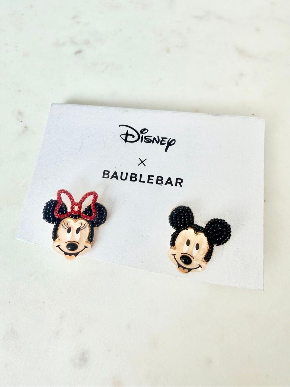 Disney x BaubleBar Mickey & Minnie Mouse Stud Earrings Gold Red Black